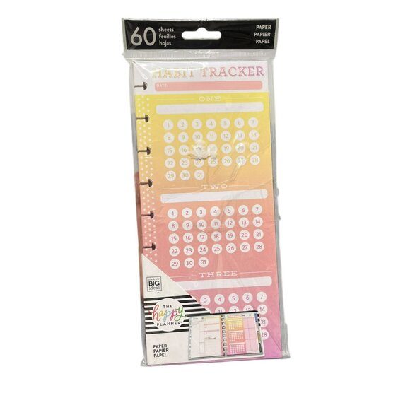 Happy Planner Other - Happy Planner Skinny Classic Half Sheet Fill Paper 60 Sheets Habit Tracker